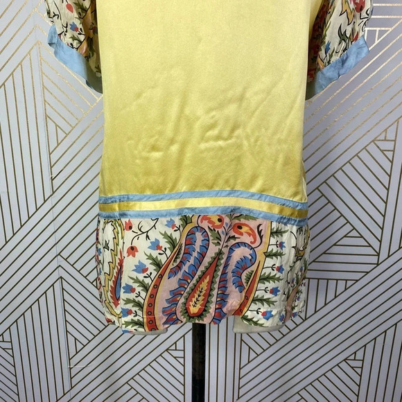 Johnny Was Mistic Paneled & Printed Tunic Top Yellow Floral Size US Small - Picture 8 of 11